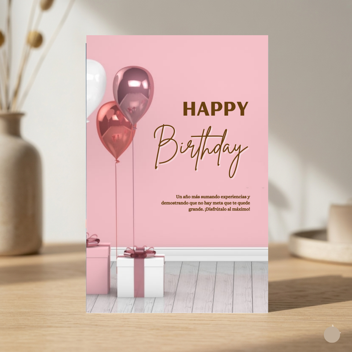 $1 / Tarjeta Musical Imprimible de Cumpleaños Universal + Sorpresa Interactiva QR (Edición Minimal Rose Gold & Cozy Pink)