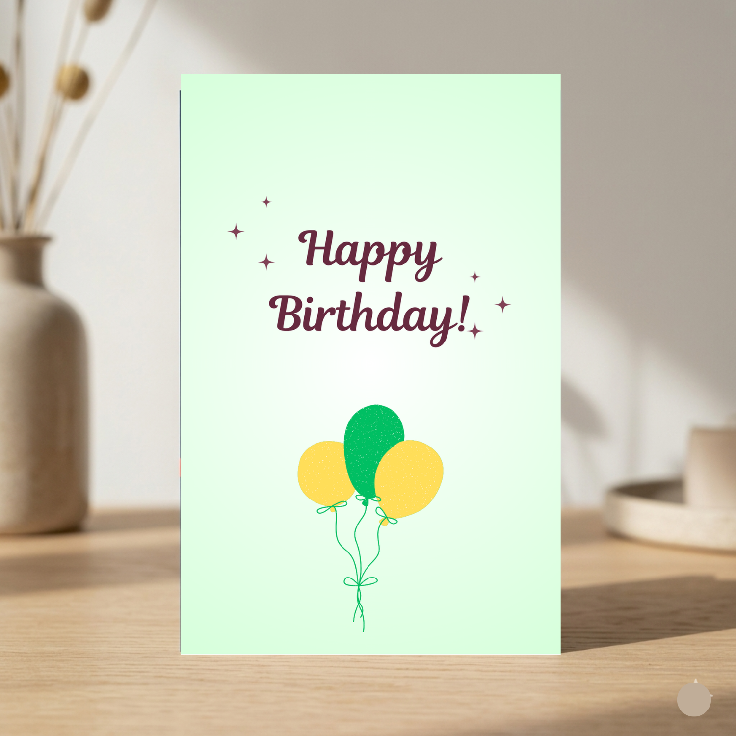 $1 / Tarjeta Musical Imprimible de Cumpleaños Universal + Sorpresa Interactiva QR (Edición Minimalist Mint Green & Pastel Balloons)