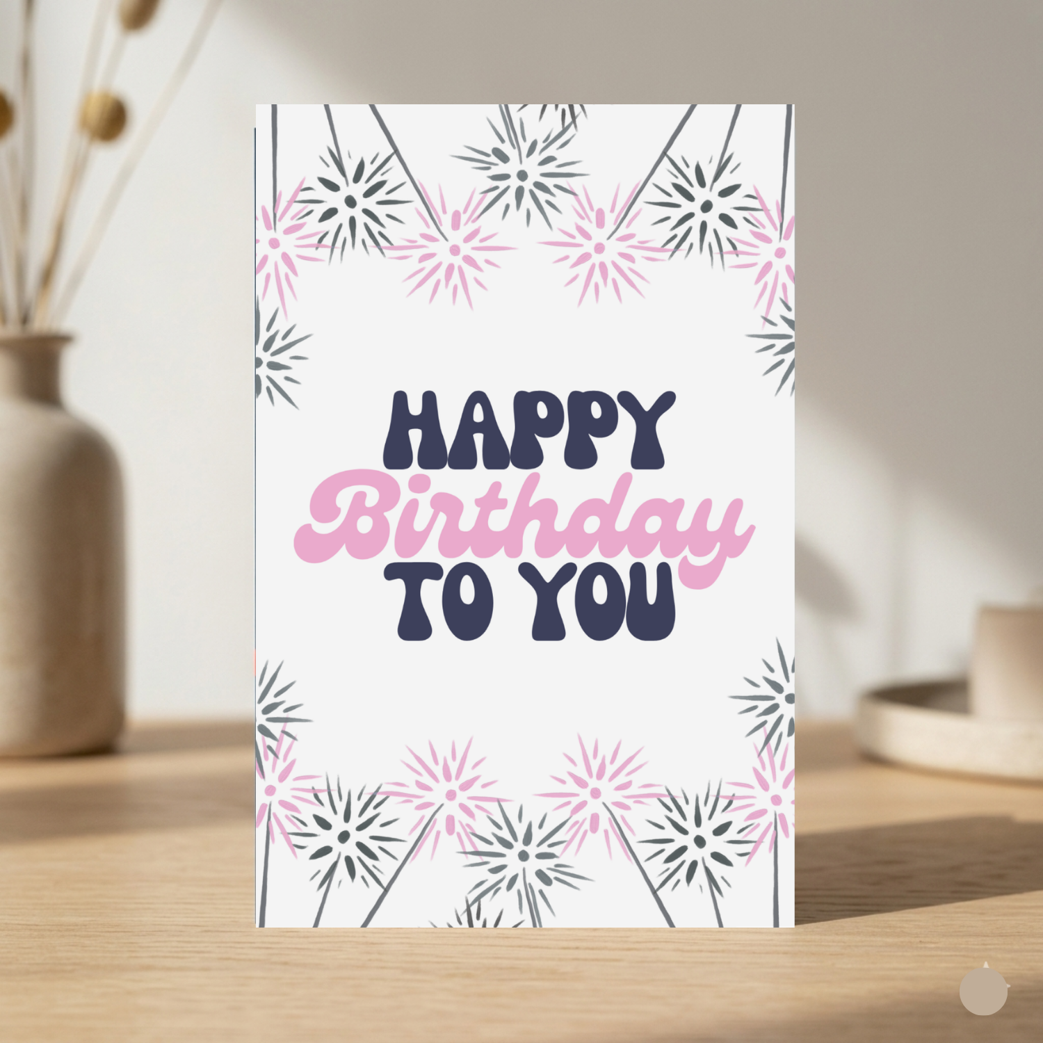$1 / Tarjeta Musical Imprimible de Cumpleaños Universal + Sorpresa Interactiva QR (Edición Retro Sparklers & Pink Typography)