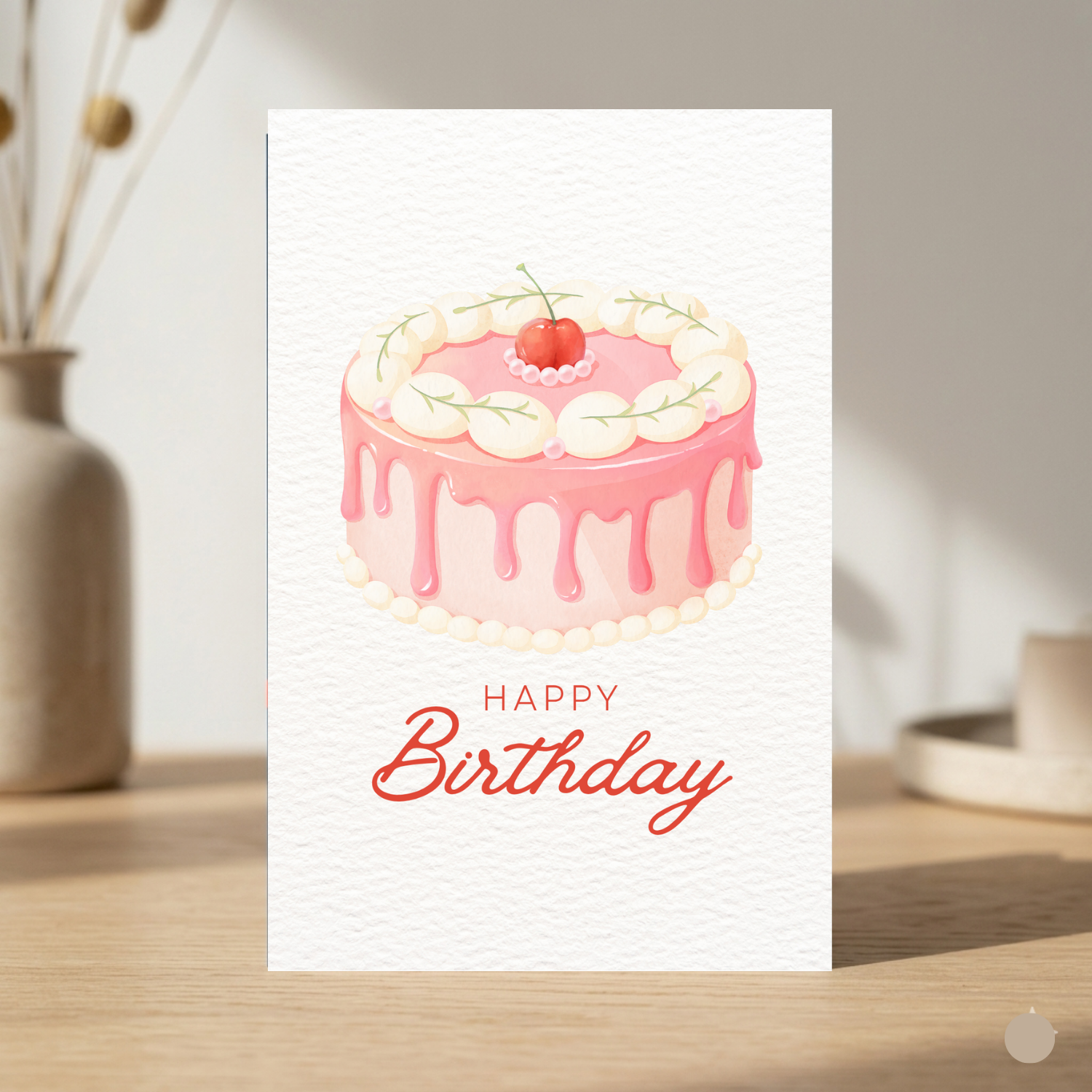 $1 / Tarjeta Musical Imprimible de Cumpleaños Universal + Sorpresa Interactiva QR (Edición Sweet Pink Watercolor Cake)