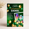 $1 / Tarjeta Musical Imprimible de Cumpleaños "Daniel" + Sorpresa Interactiva QR (Edición Emerald & Gold Corporate)