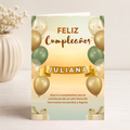 Tarjeta Musical Imprimible de Cumpleaños "Juliana" + Sorpresa Interactiva QR (Edición Sage Green & Golden Ribbon)