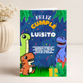 $1 / Tarjeta Musical Imprimible de Cumpleaños "Luisito" + Regalo Interactivo QR (Edición Dino Aventura)