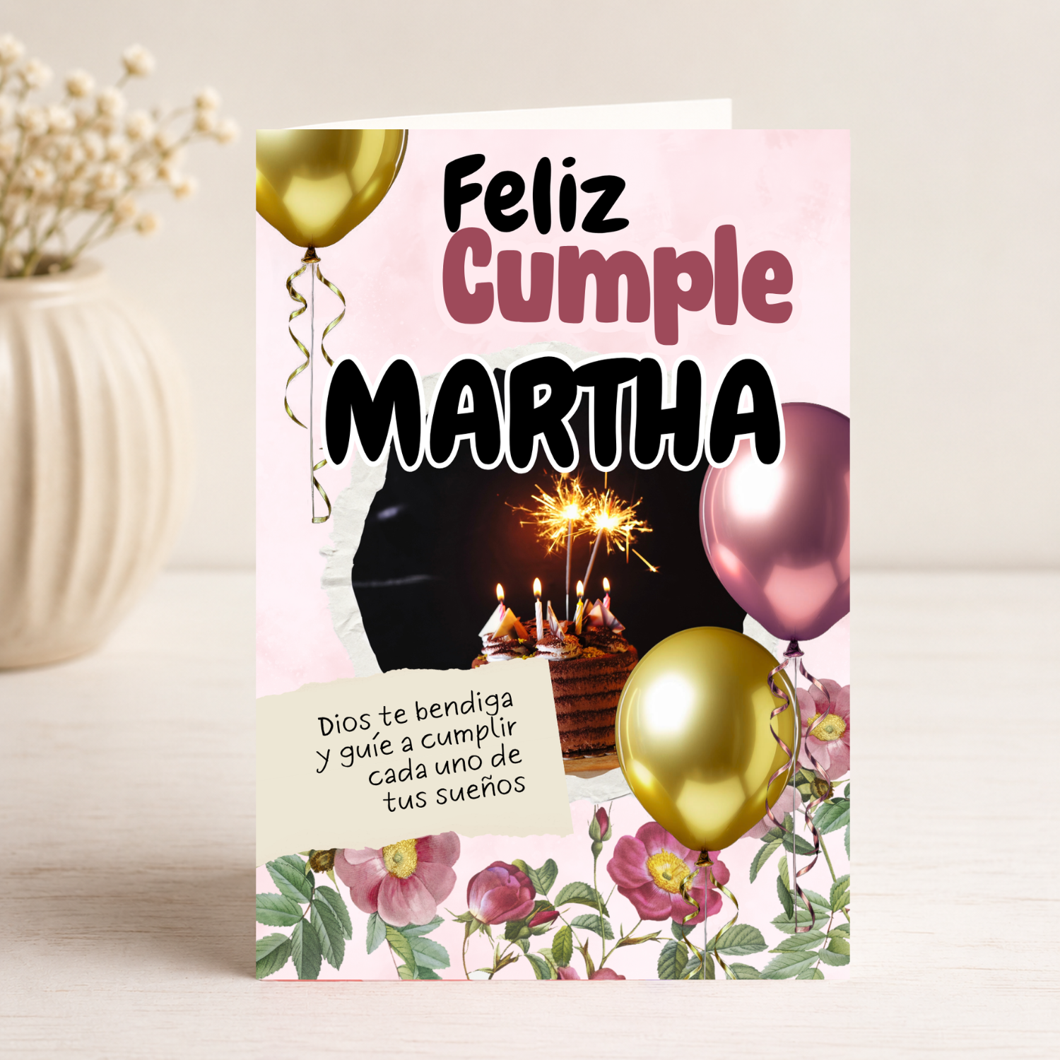 Tarjeta Musical Imprimible de Cumpleaños "Martha" + Sorpresa Interactiva QR (Edición Neón Tropical Paradise)