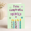 Tarjeta Musical Imprimible de Cumpleaños "Mónica" + Sorpresa Interactiva QR (Edición Tropical Disco)