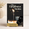 $1 / Tarjeta Musical Imprimible de Cumpleaños "Sandra" + Sorpresa Interactiva QR (Edición Parisian Macarons & Rose Gold)