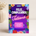 Tarjeta Musical Imprimible de Cumpleaños "Tatiana" + Sorpresa Interactiva QR (Edición Neón Tropical Paradise)