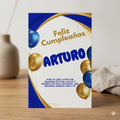 Tarjeta Musical Imprimible de Cumpleaños "Arturo" + Regalo Interactivo QR (Edición Black & Gold)