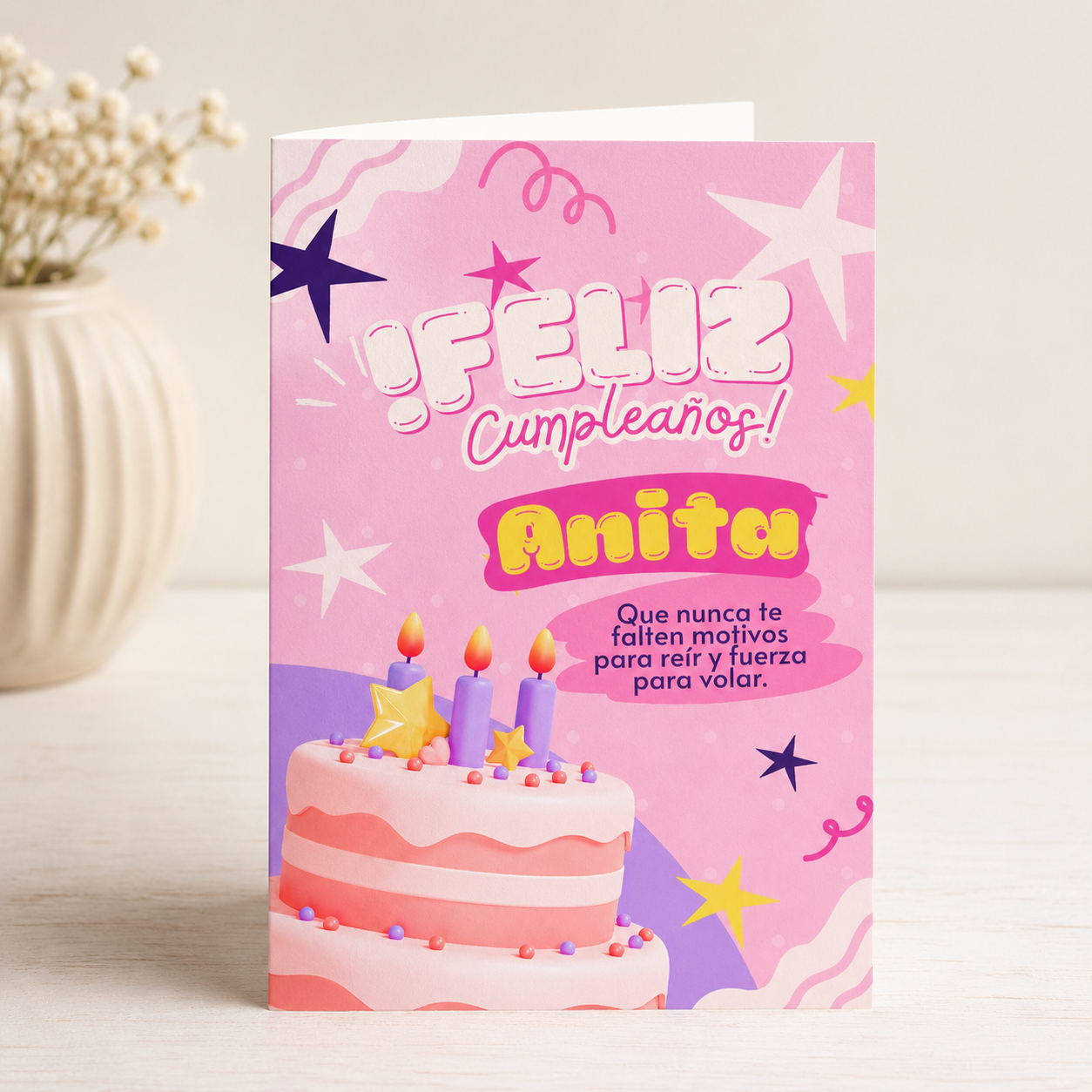 Tarjeta Musical Imprimible de Cumpleaños "Anita" + Regalo Interactivo QR